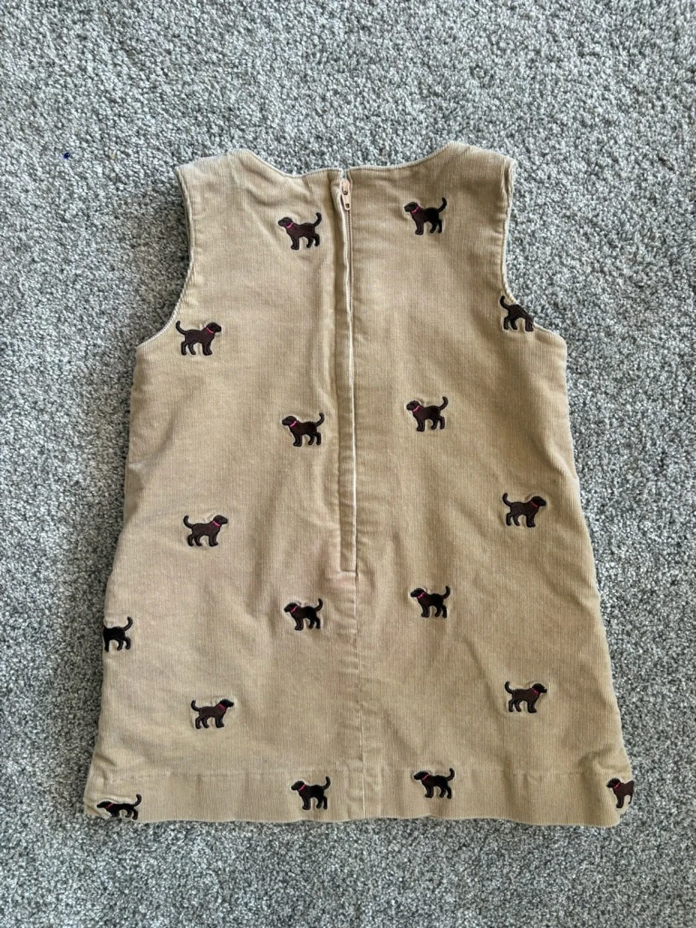 Lilly Pulitzer Tan Corduroy Pinafore with Embroidered Puppy - Picture 2 of 5
